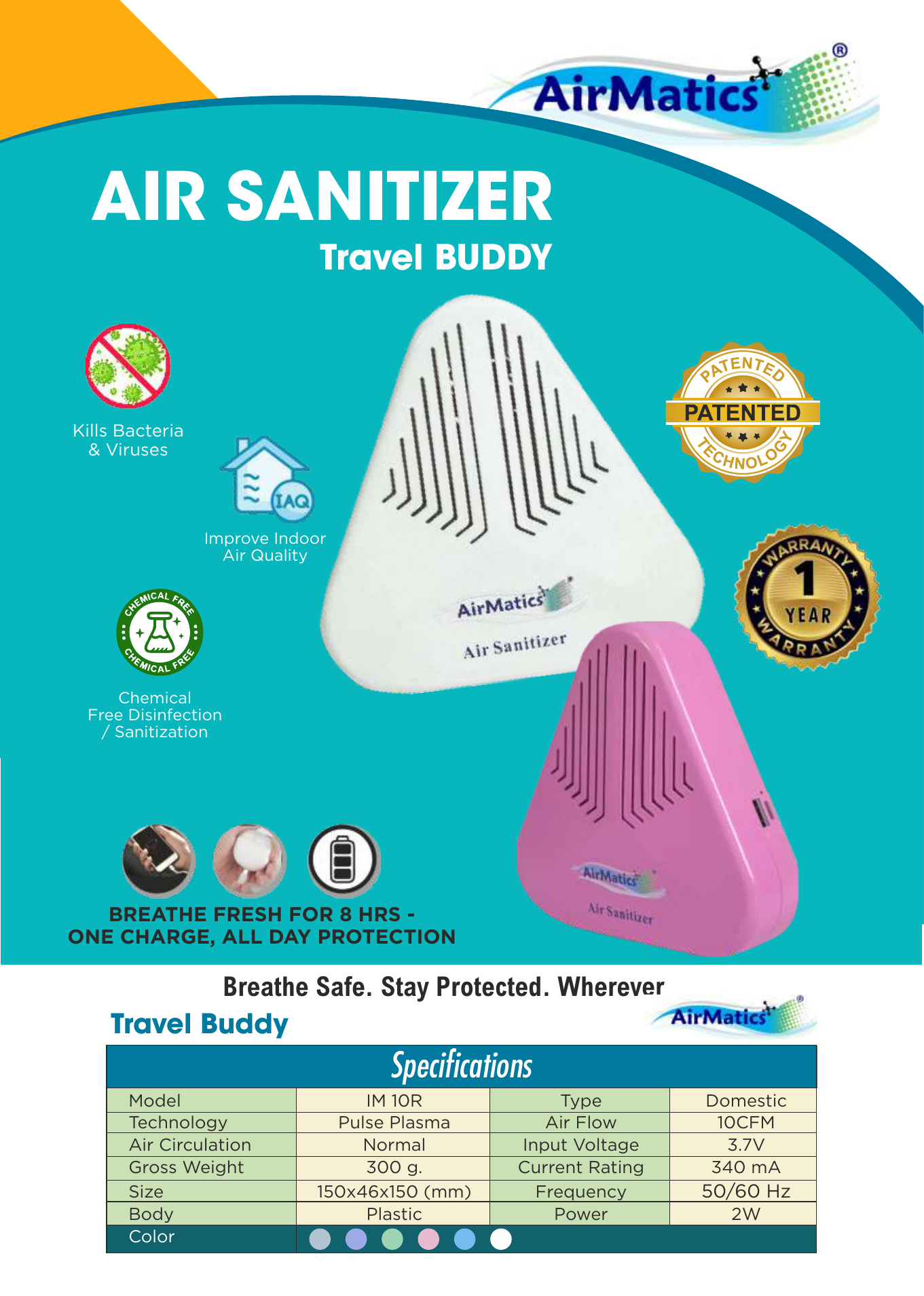 AirMatics Travel Buddy portable air sanitizer